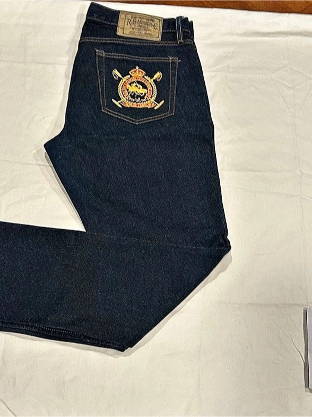Ralph Lauren Blue Label Embroidered Pocket Boot Cut Jeans in Blue Like New
